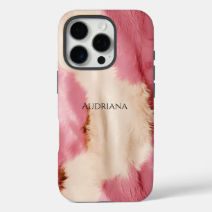 Chic Pink Cream Faux Fur iPhone 16 Pro Case