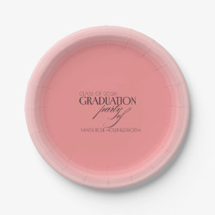 Chic pink customizable graduation party paper plate