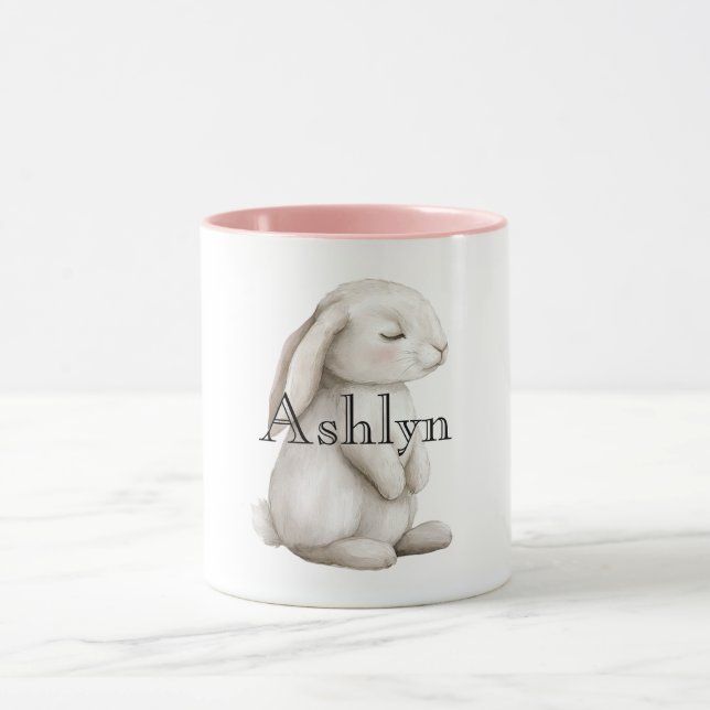 Chic Pink Cute Bunny Mug (Center)