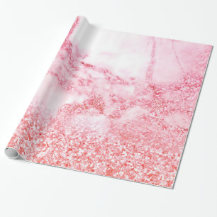 Chic Pink Elegant Rose Gold Glitter Marble Wrapping Paper