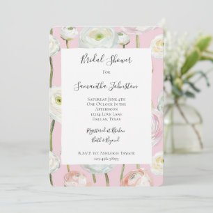 Chic Pink Floral Abstract Bridal Shower Invitation