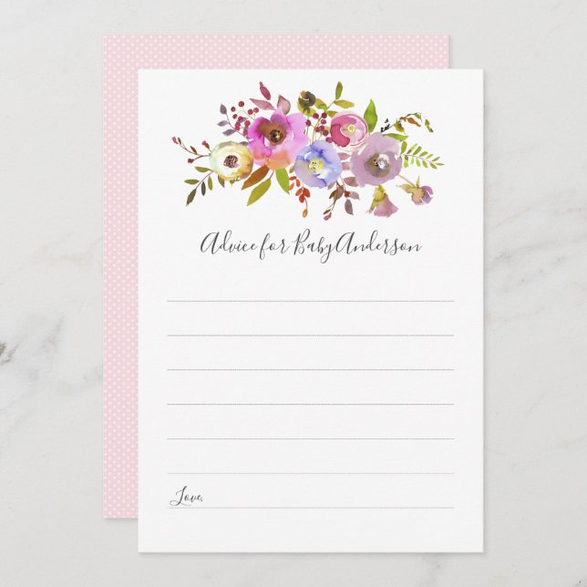 Chic Pink Floral Advice for baby shower game Invitation (Front/Back)