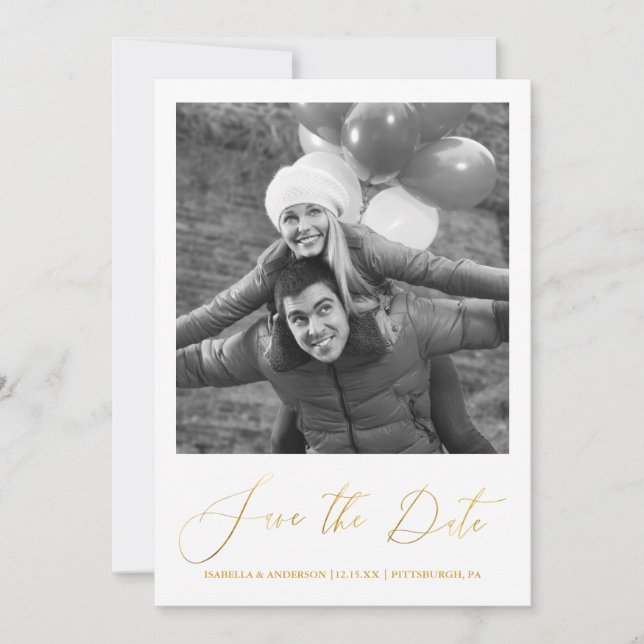 Chic Pink Floral Calligraphy Photo Save the Date (Front)