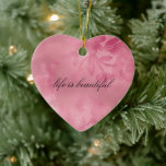 Chic Pink Floral Lace Ceramic Ornament<br><div class="desc">Chic Pink Feminine Floral Lace with sparkle glitter on back</div>