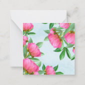Chic Pink Floral Peonies Elegant Flower Blue  Card (Back)
