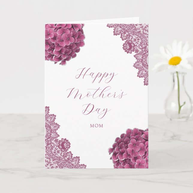 Chic Pink Floral Photo Happy Mother's Day Card (Small Plant)