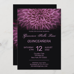 Chic Pink Floral Quinceañera Party Invitation