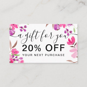Chic pink floral watercolor bouquet gift discount card