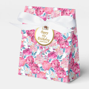 Chic Pink Flowers, Custom Photo, Birthday Party Favor Box