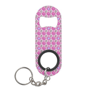 Chic Pink Geometric Alphabet N Initial Keychain Bottle Opener