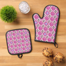 Chic Pink Geometric Alphabet N Initial