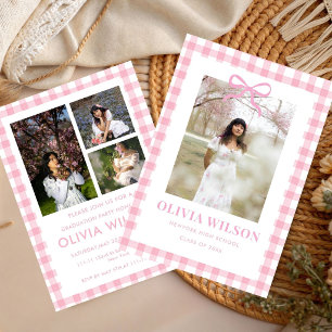 Chic Pink Gingham  Graduation Party 2026  Invitation