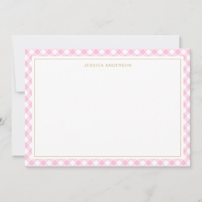 Chic Pink Gingham Pattern Card (Front)