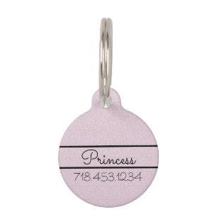 Chic Pink Glitter Customized Cat Pet Tag