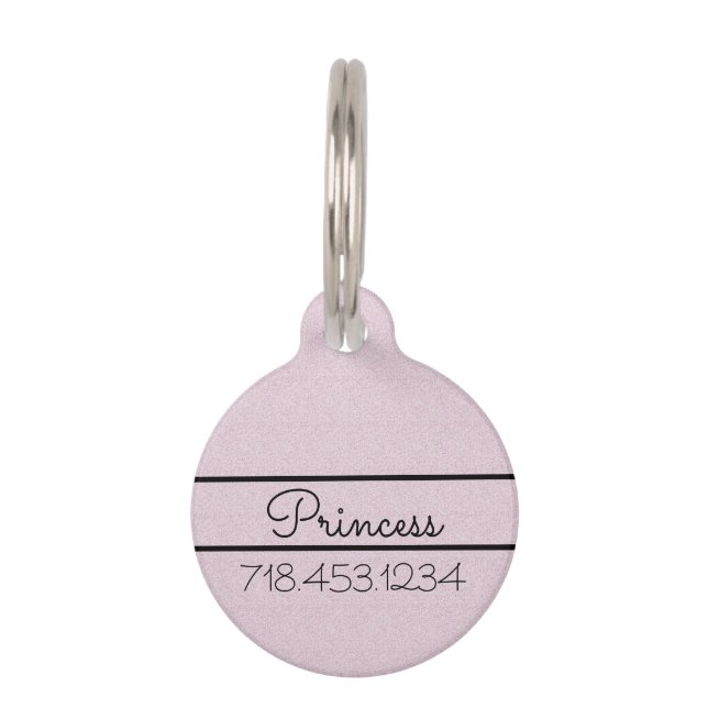 Chic Pink Glitter Customized Cat Pet Tag (Front)