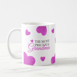 Chic Pink Glitter Hearts Grandma Coffee Mug