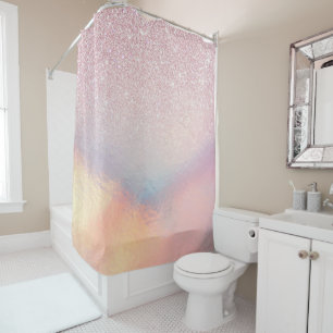 Chic Pink Glitter Iridescent Holographic Gradient