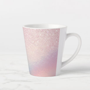 Chic Pink Glitter Iridescent Holographic Gradient Latte Mug