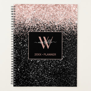 Chic Pink Glitter Monogram Name 2022 Planner