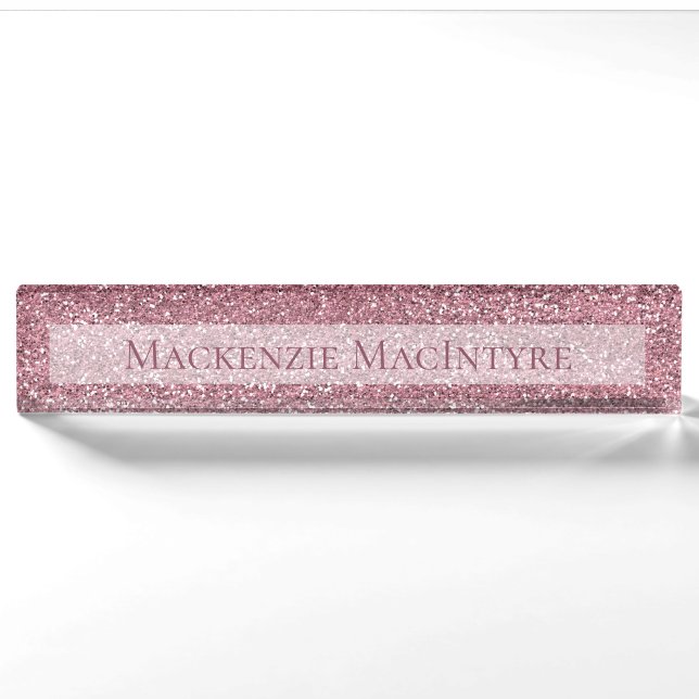 Chic Pink Glitter | Rose Gold Sparkle Nameplate (Front)