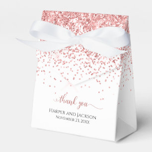 Chic Pink Glitter White Thank You Wedding Favor Box