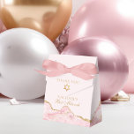 Chic Pink Gold Agate Bat Mitzvah Fancy Party Favor Box<br><div class="desc">Chic pink and gold agate decorates this elegant Bat Mitzvah party favour box. Your daughter's name is written in beautiful formal script under the Star of David. Perfect fancy gift boxes for a modern Jewish family celebrating a girl being called to the Torah.</div>