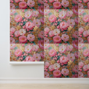Chic Pink Gold Botanical Peel and Stick Wall Art