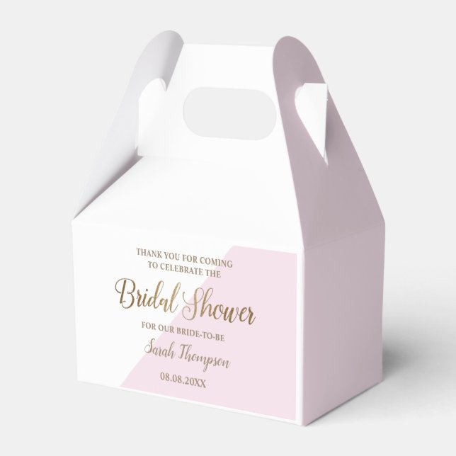 Chic Pink Gold Bridal Shower Script Custom Favor Box (Back Side)