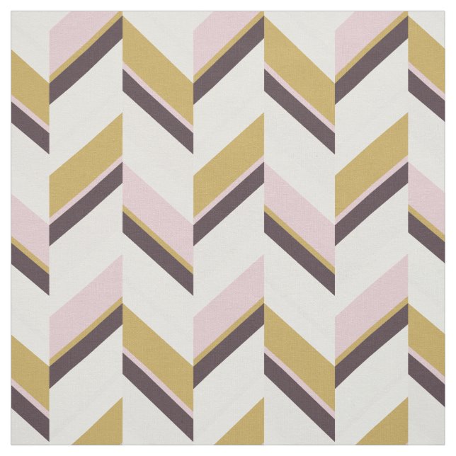 Chic pink gold brown geometric chevron pattern fabric (Swatch)