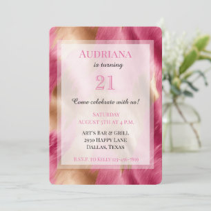 Chic Pink Gold Cowgirl Cowhide Birthday Invitation