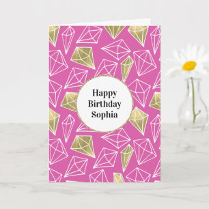 Chic Pink Gold Diamonds Glitter Card