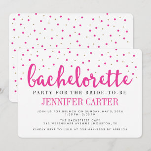 Chic Pink Gold Dots Bachelorette Party Invitation