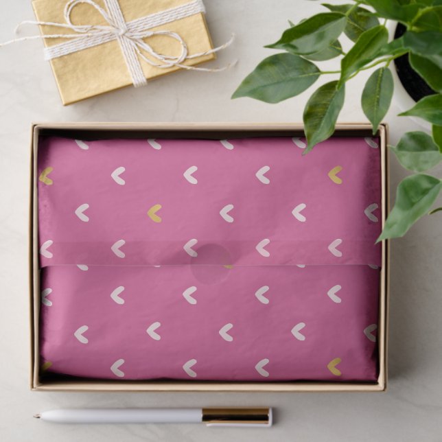 Chic Pink Gold Hearts Birthday Tissue Paper (Gift)