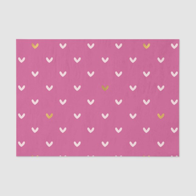 Chic Pink Gold Hearts Tissue Paper (Front)