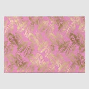 Chic Pink Gold Tropical Leaves Tissue Paper