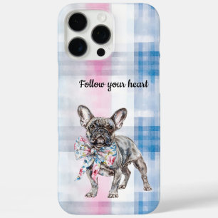 Chic Pink Green Blue Floral Dog iPhone 16 Pro Max Case