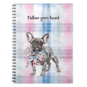Chic Pink Green Blue Floral Dog Notebook