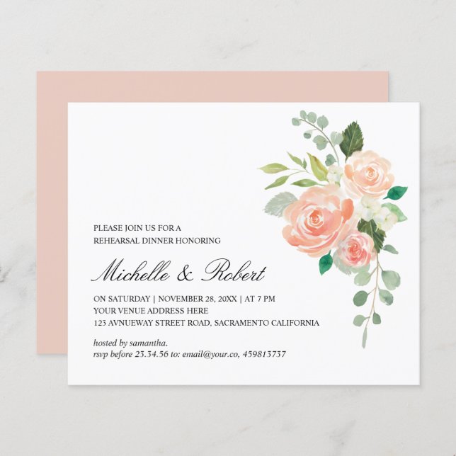 Chic Pink Green Orange rehearsal dinner (Front/Back)