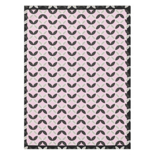 Chic pink grey and white floral petals pattern tablecloth