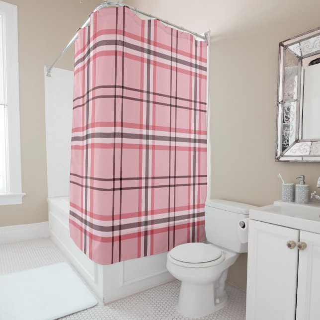 Chic Pink & Grey Plaid Fashion Pattern (In Situ)
