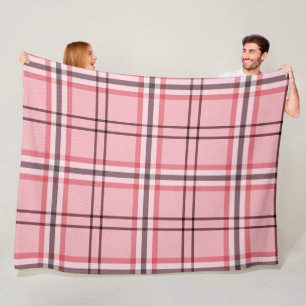 Chic Pink & Grey Plaid Fashion Pattern Fleece Blanket