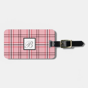 Chic Pink & Grey Plaid Fashion Pattern Luggage Tag