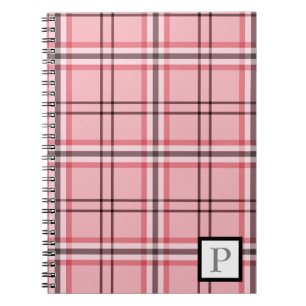 Chic Pink & Grey Plaid Fashion Pattern Notebook