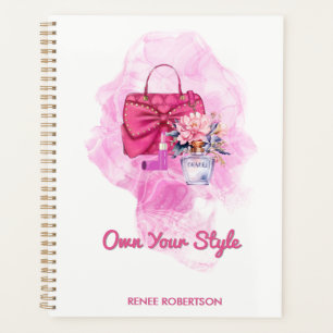 Chic Pink Handbag & Floral Design Planner