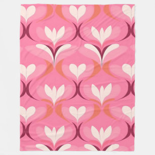 Chic pink heart ogee fleece blanket