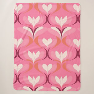 Chic pink heart ogee sherpa blanket