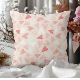 Chic Pink Hearts Pattern Valentines Day Decorative Throw Pillow