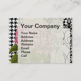 Chic Pink Hydrangea Collage Vintage Damask Art Business Card