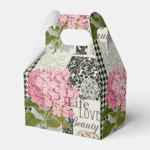 Chic Pink Hydrangea Collage Vintage Damask Art Favor Box
