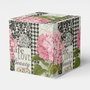 Chic Pink Hydrangea Collage Vintage Damask Art Favor Box